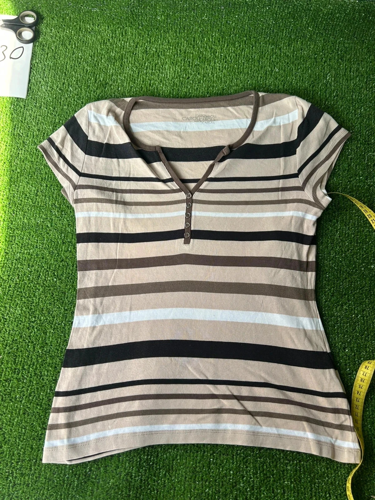 T-shirt rayé beige vintage Caroll taille 40